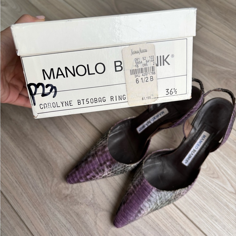 Manolo Blahnik Purple Snakeskin Heels